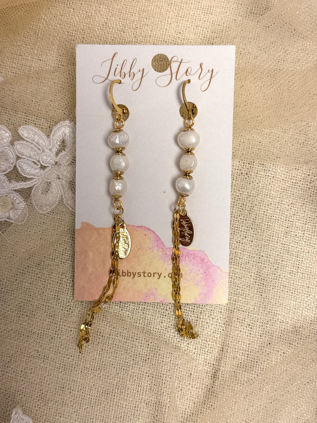 Handmade Freshwater Pearl & Chain Fringe Earrings