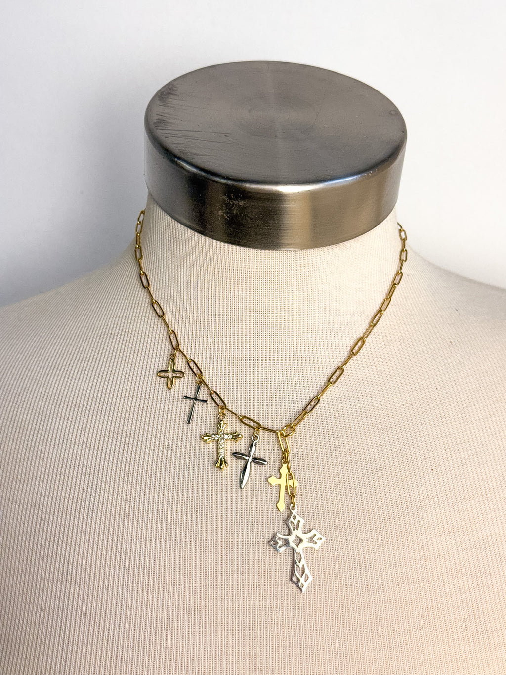 Handmade Multi Cross Lariat Necklace