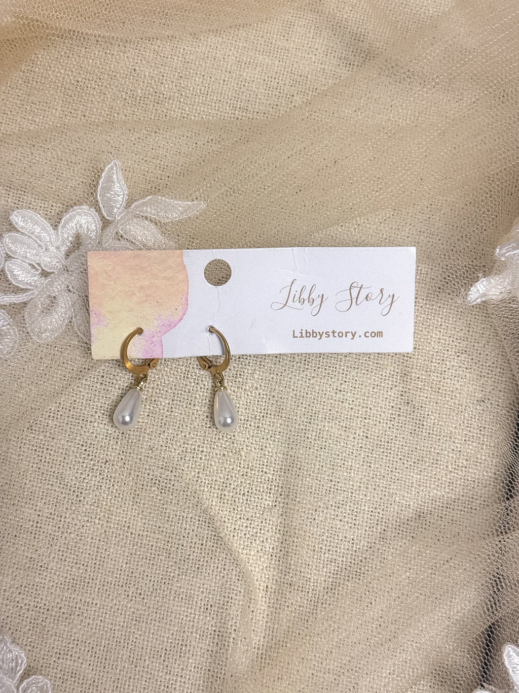 Handmade Small Pearl Drop Huggie Earrings