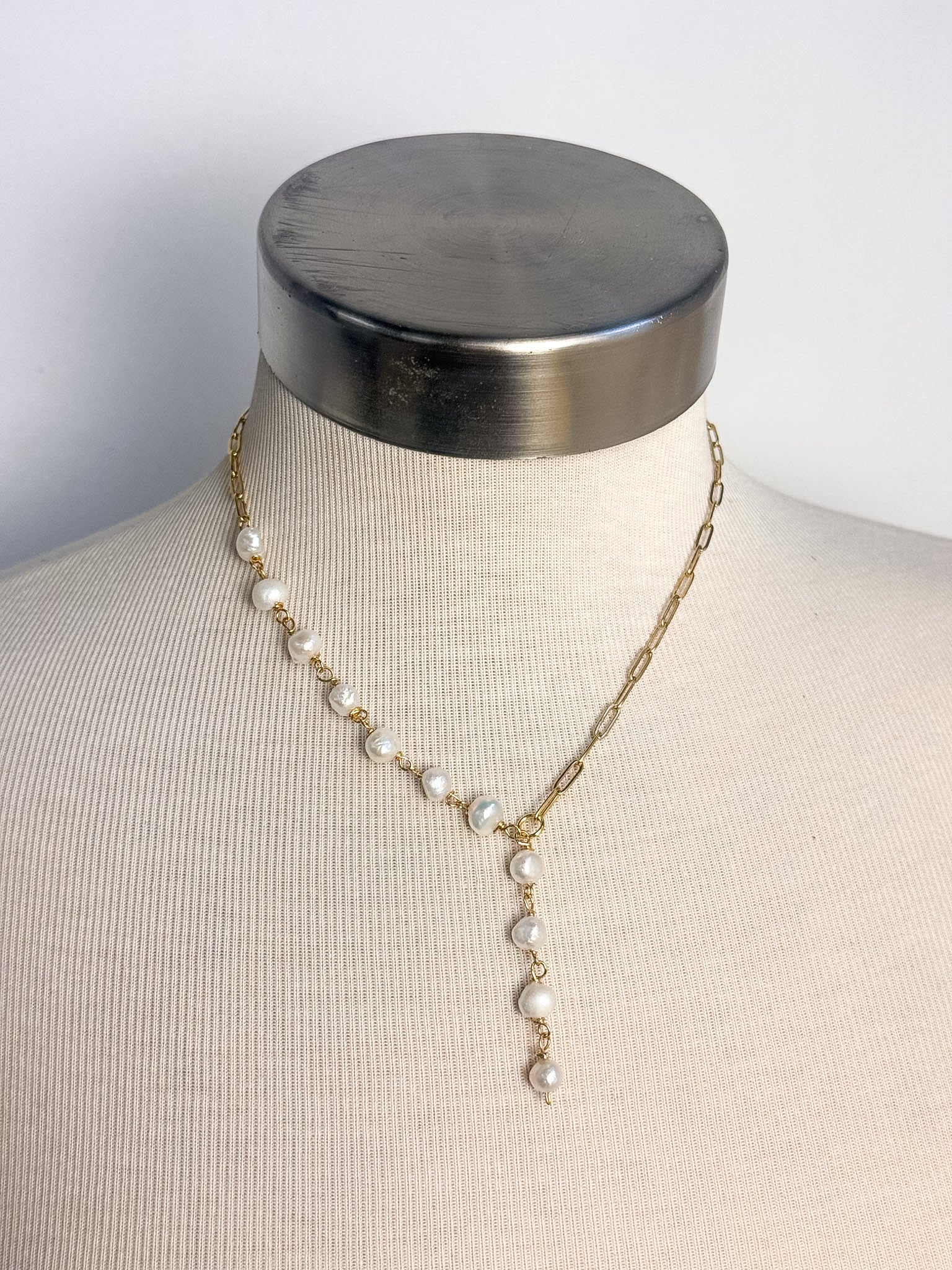 Handmade Freshwater Pearl Lariat Necklace