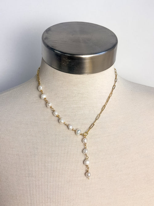 Handmade Freshwater Pearl Lariat Necklace