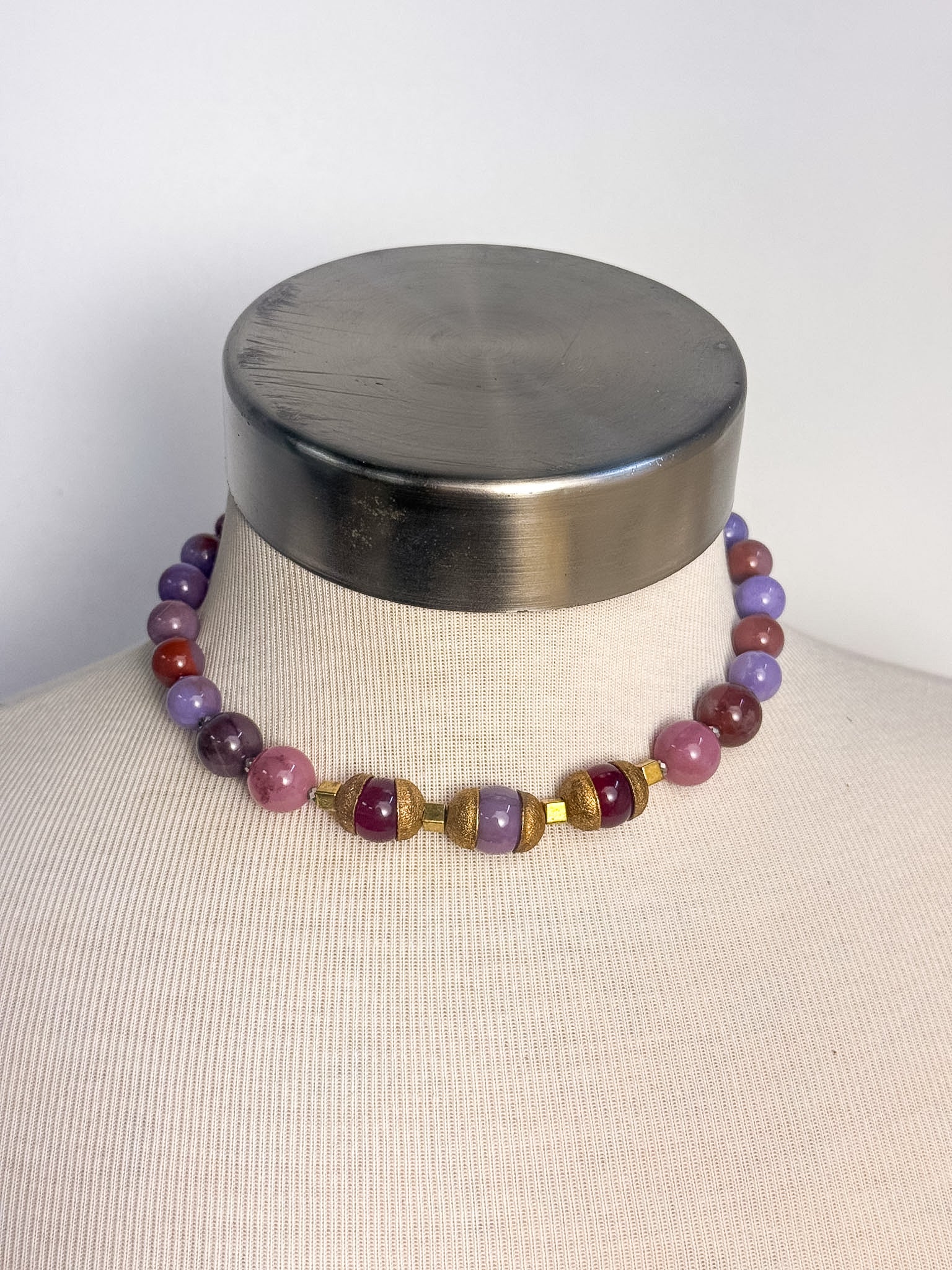 Handmade Bead Cap Semi Precious Necklace or Bracelet