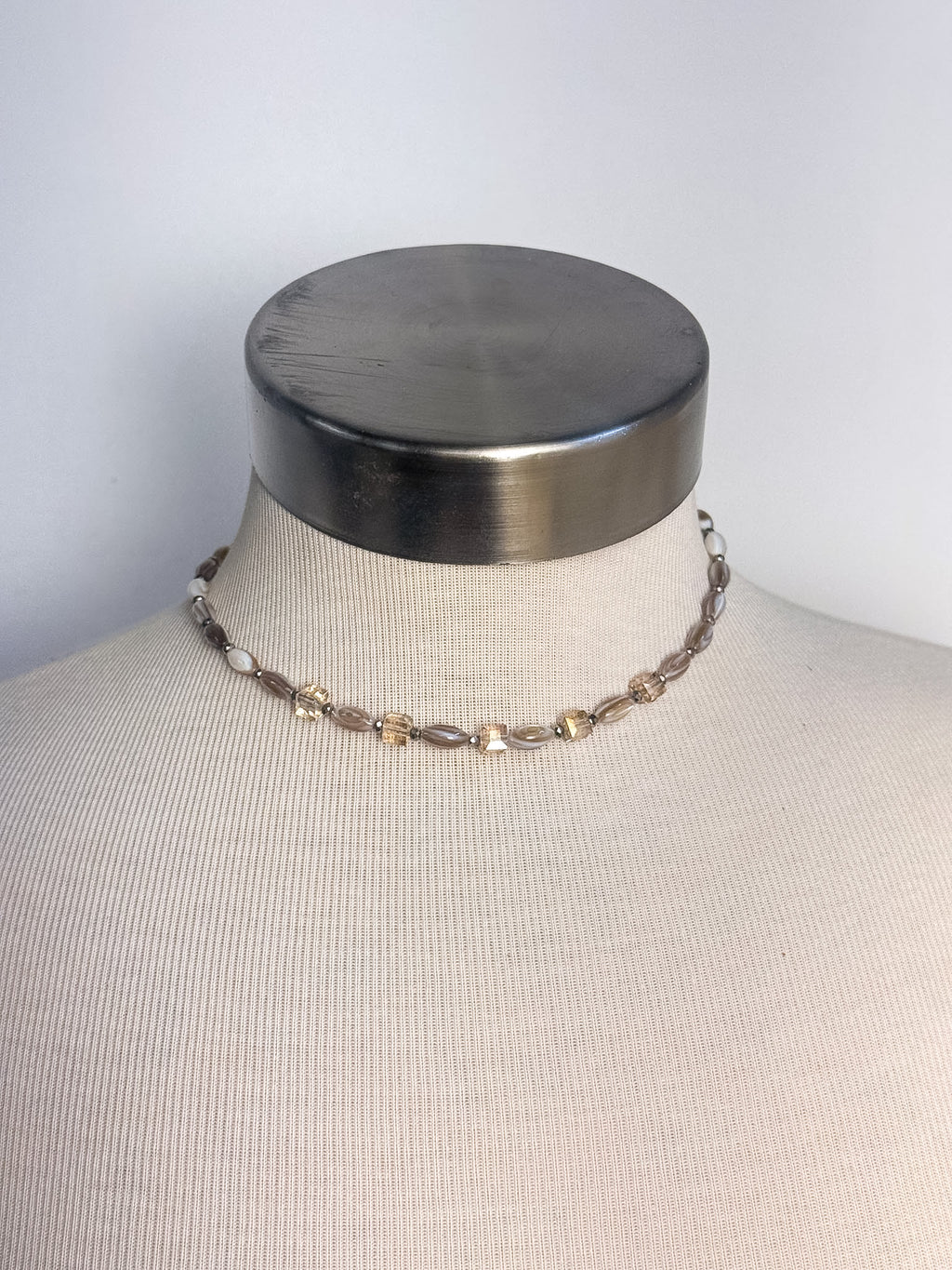 Handmade Shell & Glass Cube Choker or Bracelet