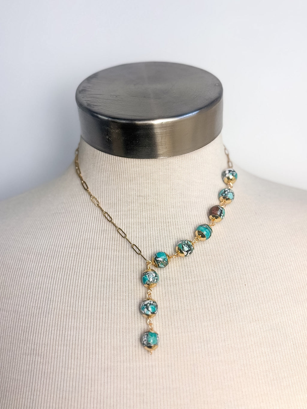 Handmade Resin Bead Lariat Necklace