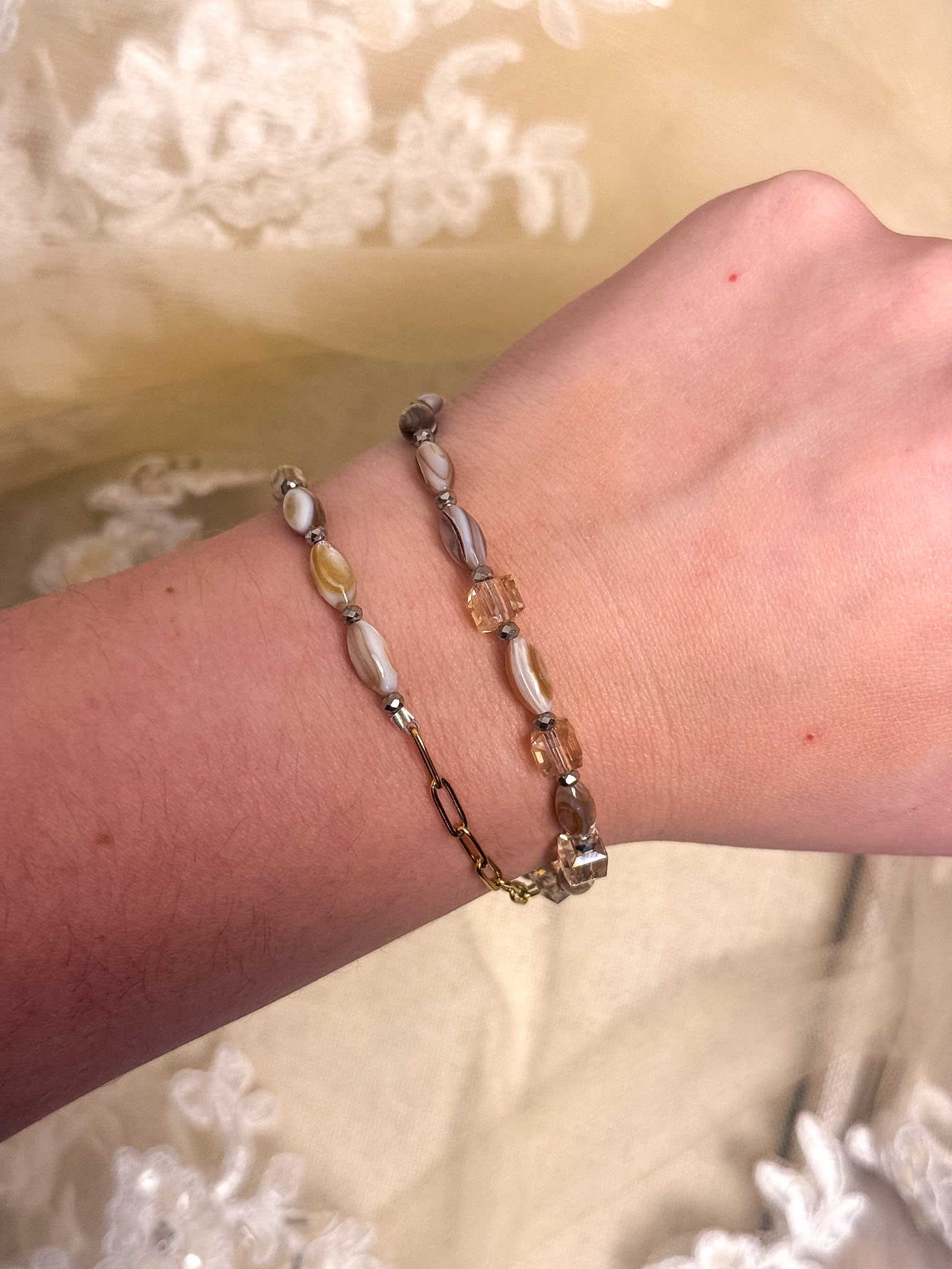 Handmade Shell & Glass Cube Choker or Bracelet