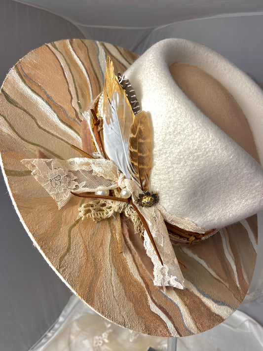 OOAK Handpainted 100% Wool Hat