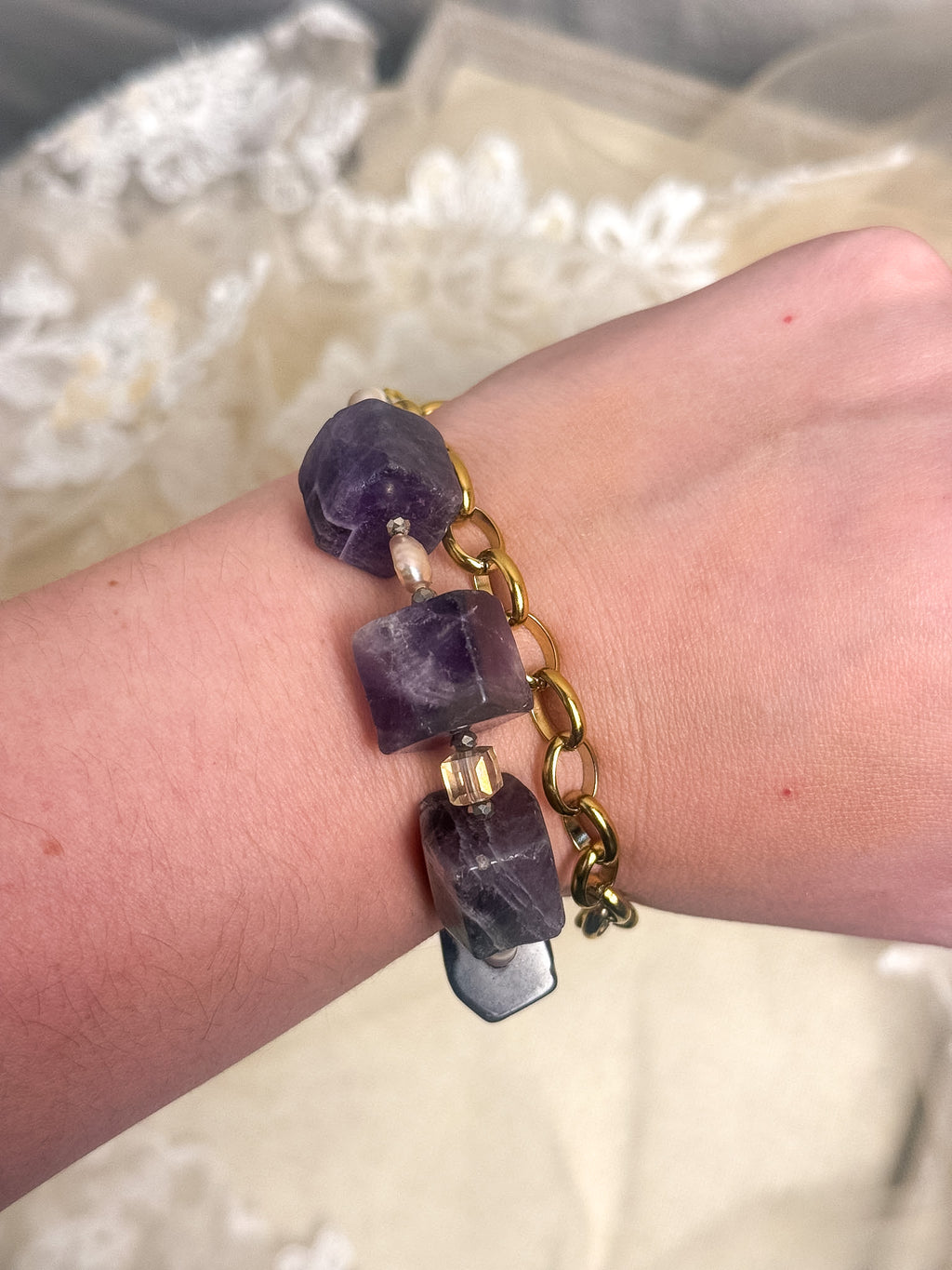 Handmade Chunky Amethyst Necklace or Bracelet