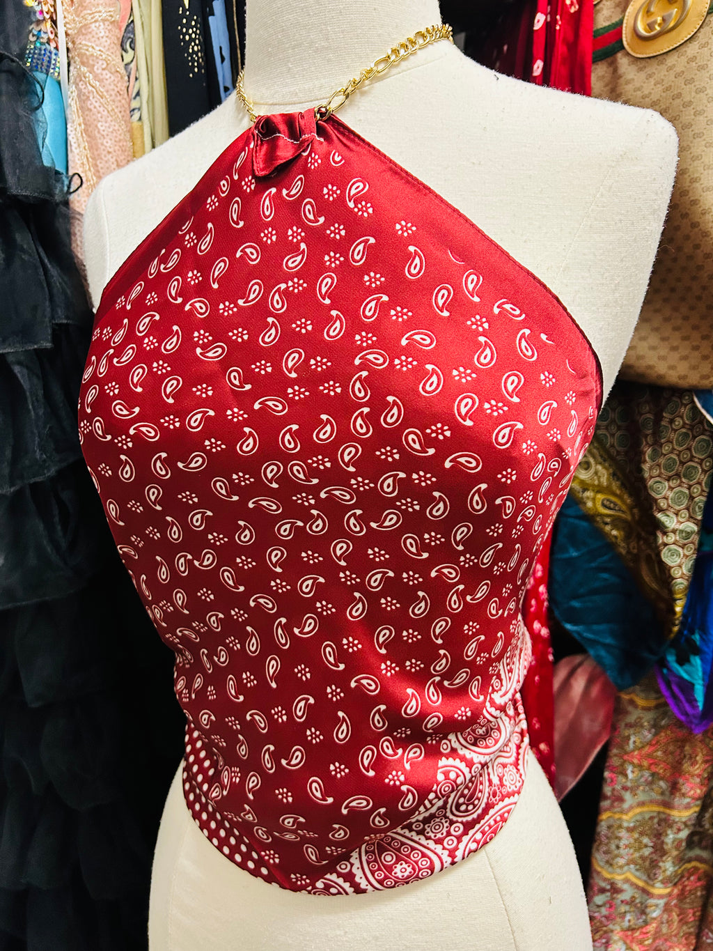 LS Upcycled Vintage Reversible Scarf Top