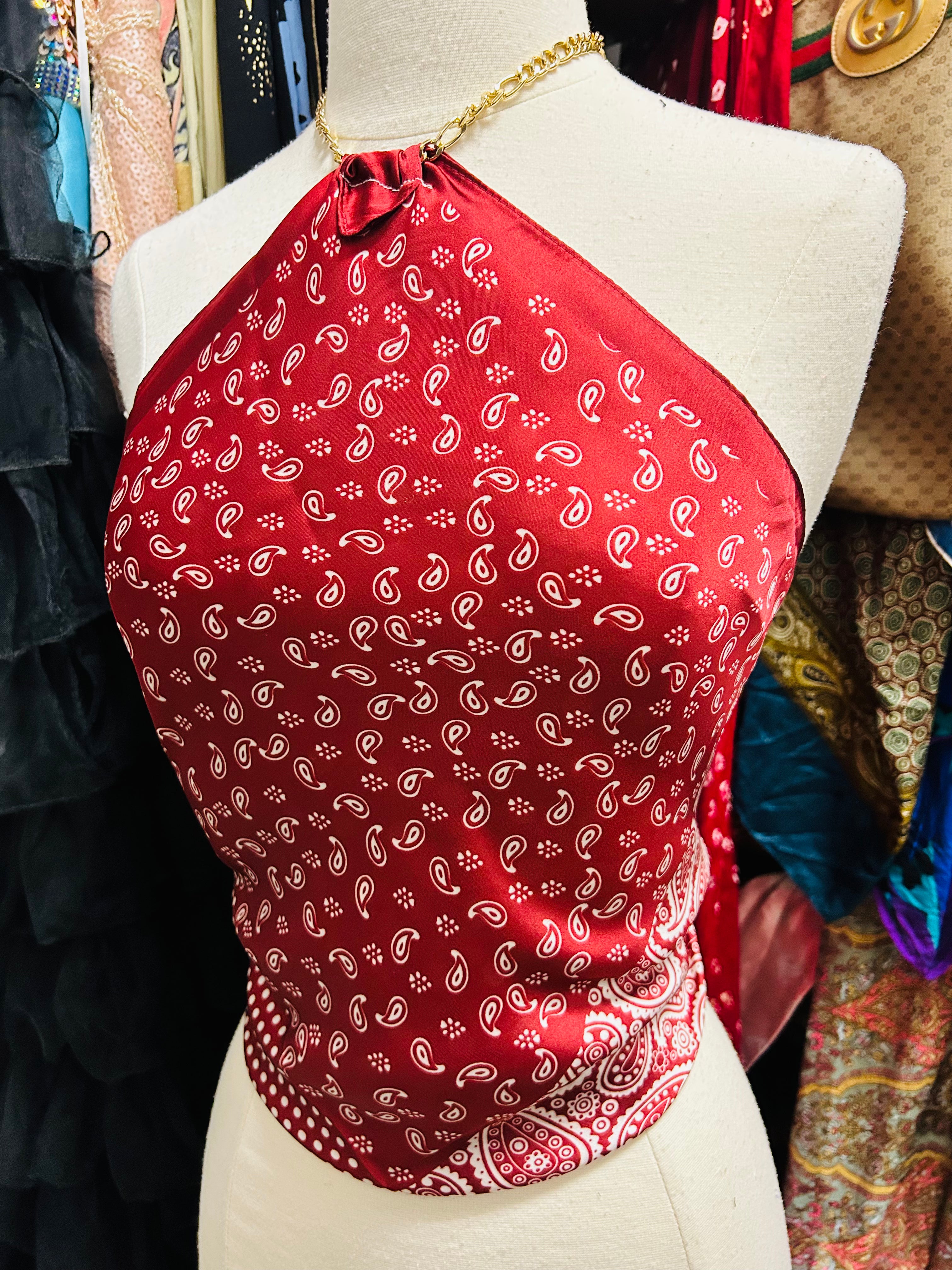 LS Upcycled Vintage Reversible Scarf Top
