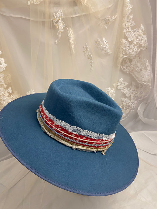 OOAK Birds and Bees 100% Wool Stiff Brim Hat