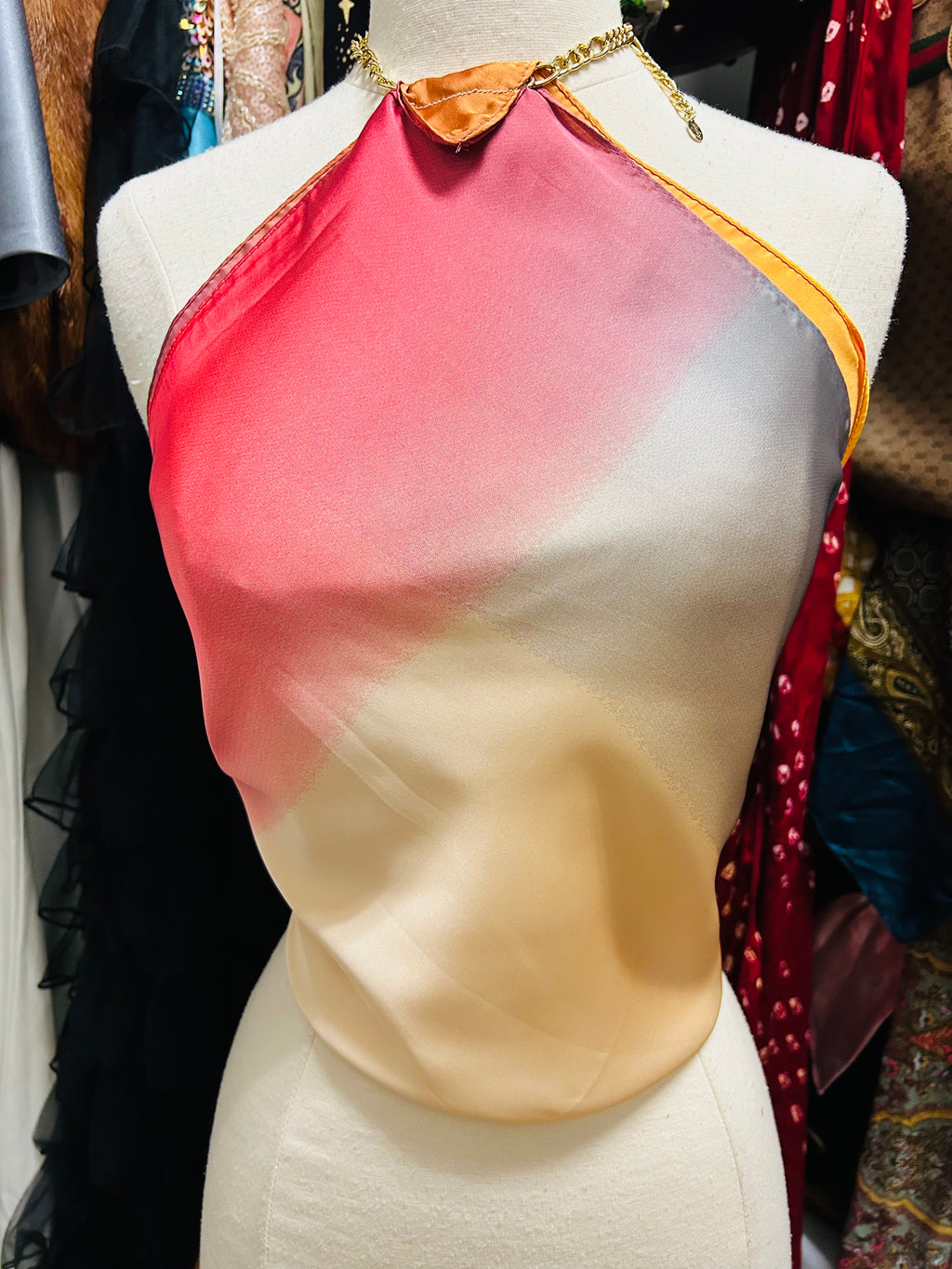 LS Upcycled Vintage Reversible Scarf Top