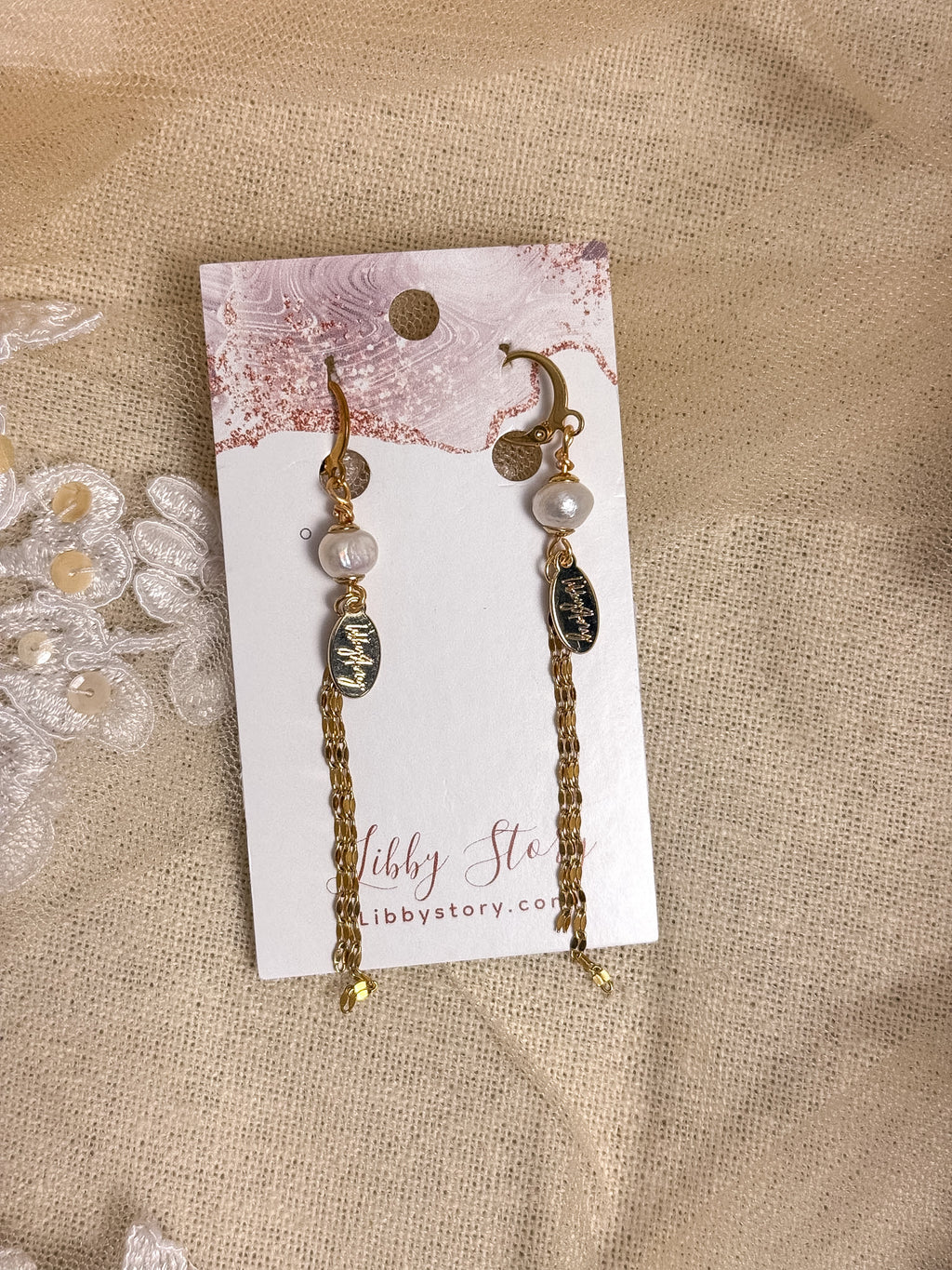 Handmade Small Freshwater Pearl & Chain Fringe Earrings