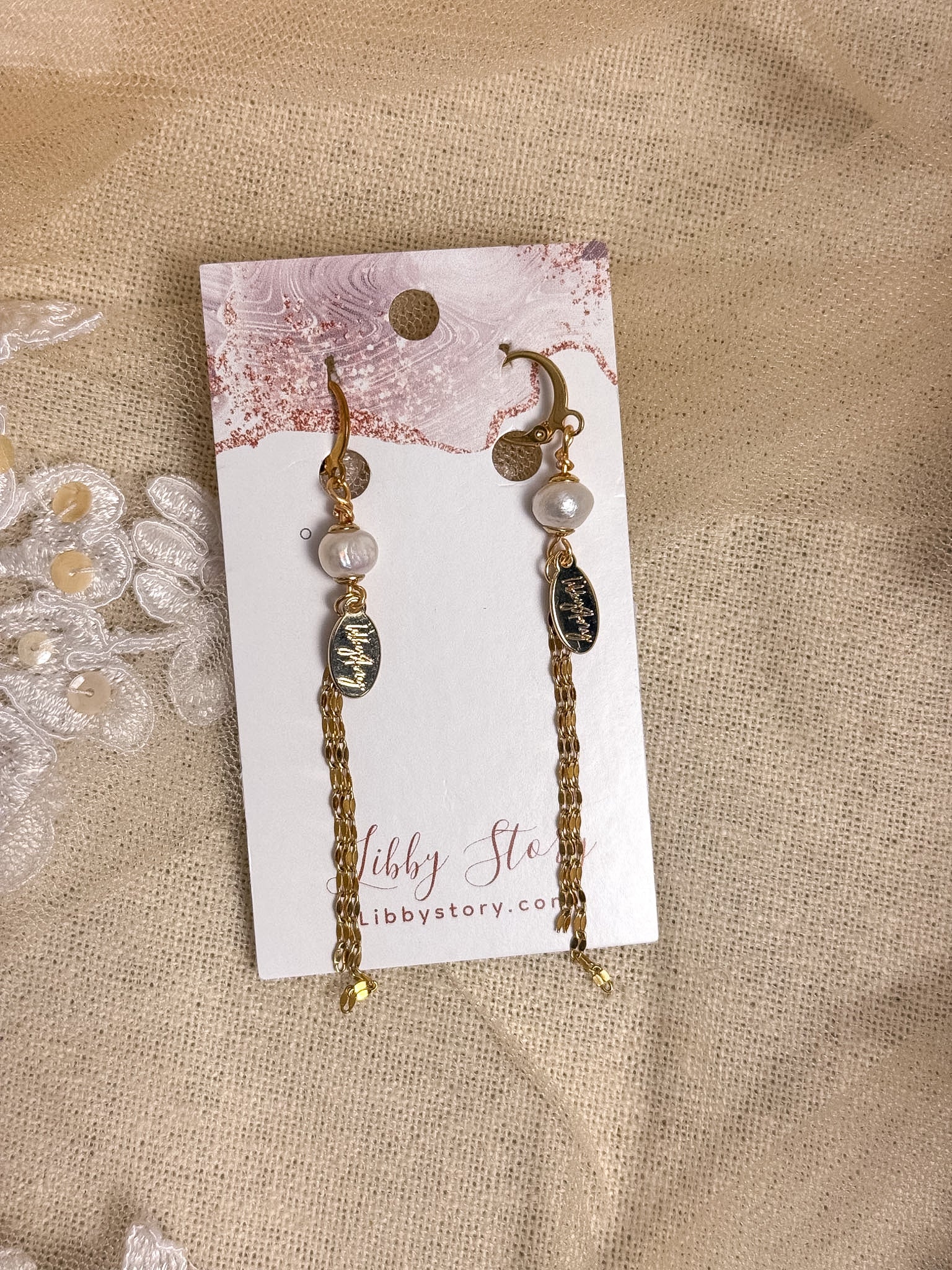 Handmade Small Freshwater Pearl & Chain Fringe Earrings