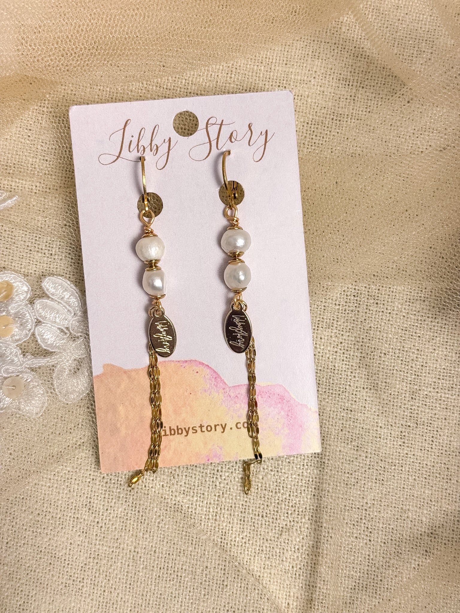 Handmade Medium Freshwater Pearl & Chain Fringe Earrings