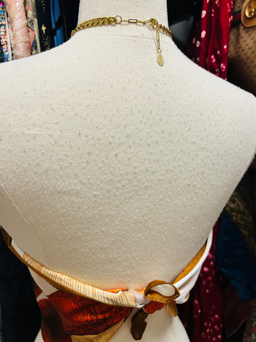 OOAK Vintage Satin Scarf Top