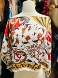 OOAK Turkish Silk Printed Poncho Scarf Top