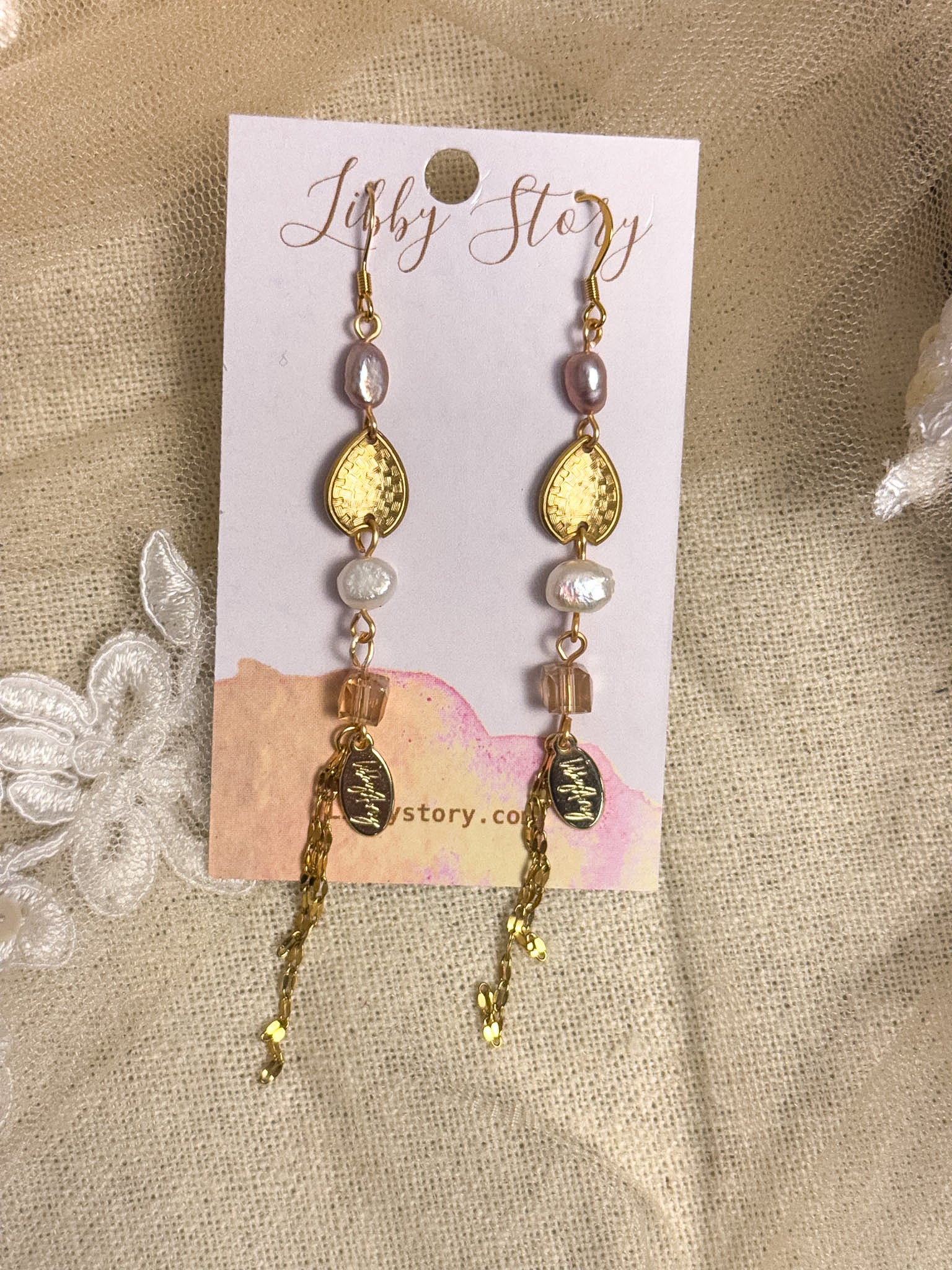 Handmade Pearls & Shield Fringe Earrings