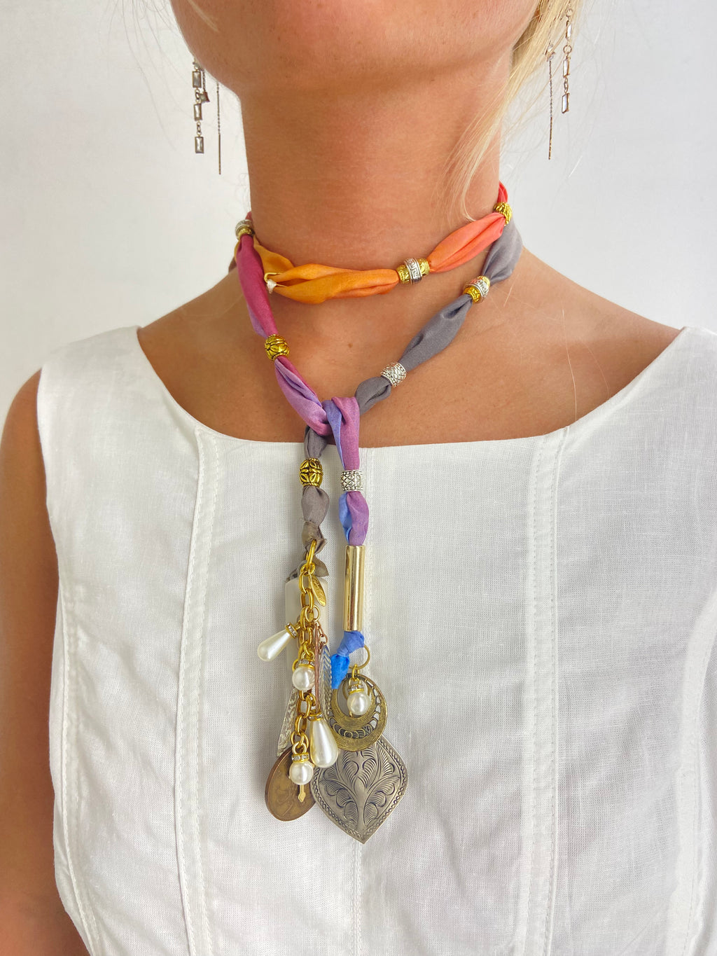 OOAK Silk Scarf Wrap Necklace or Belt