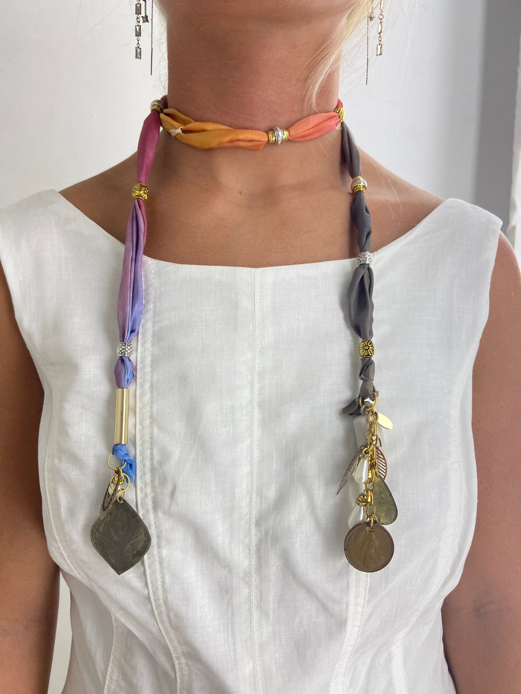 OOAK Silk Scarf Wrap Necklace or Belt