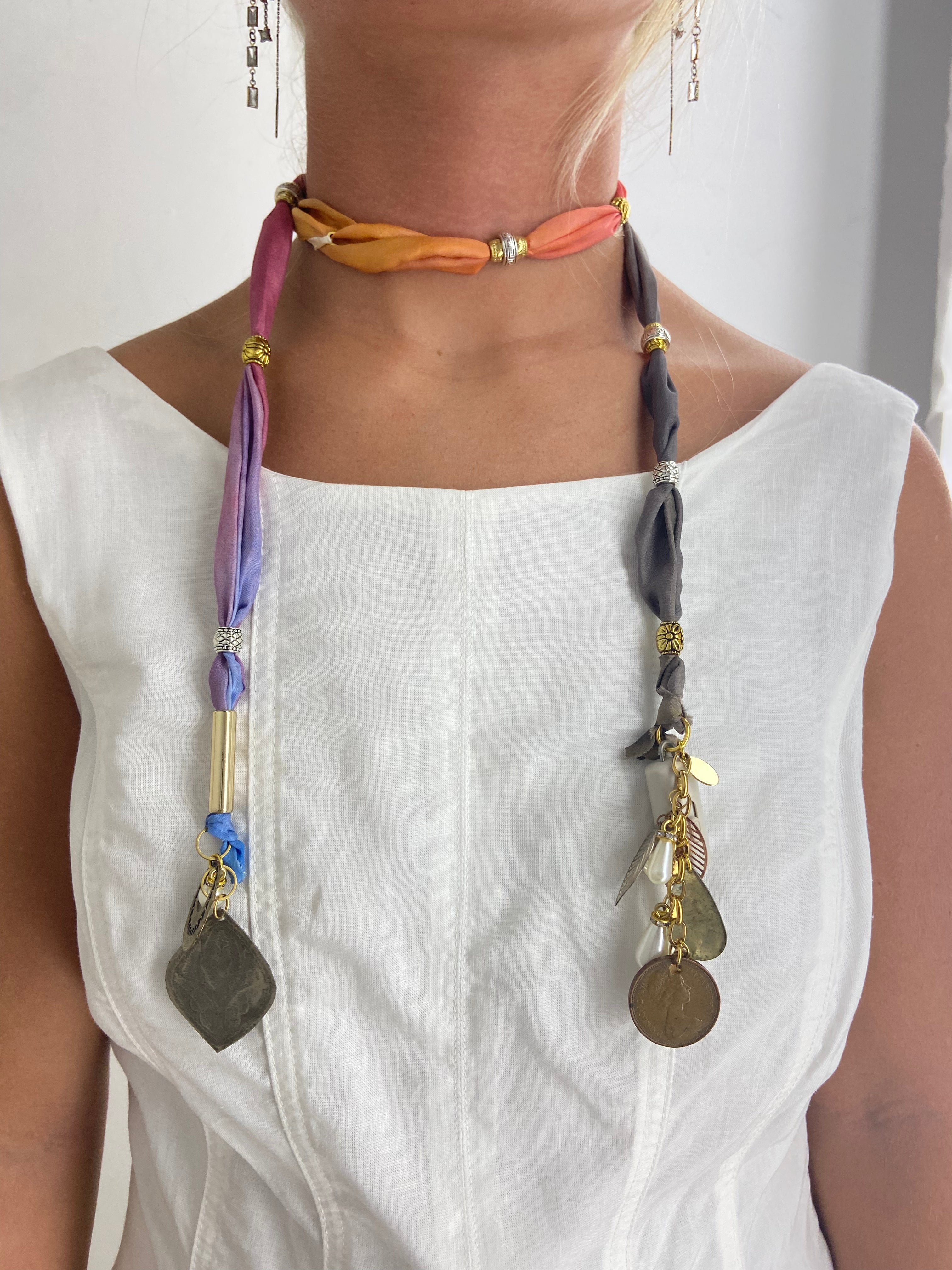 OOAK Silk Scarf Wrap Necklace or Belt
