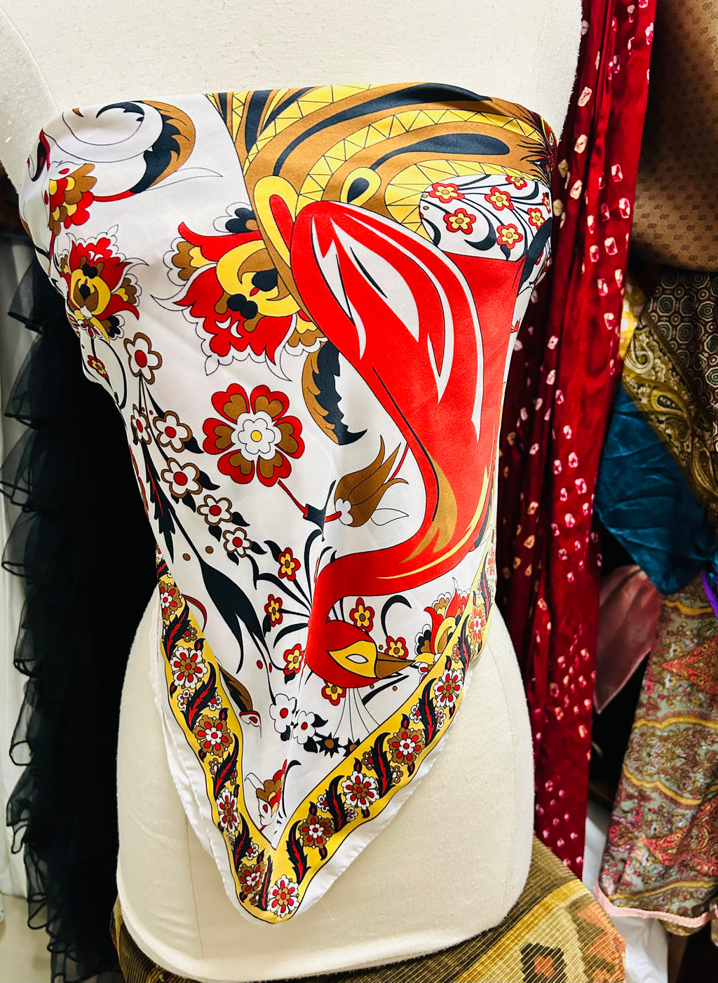 OOAK Turkish Silk Printed Poncho Scarf Top