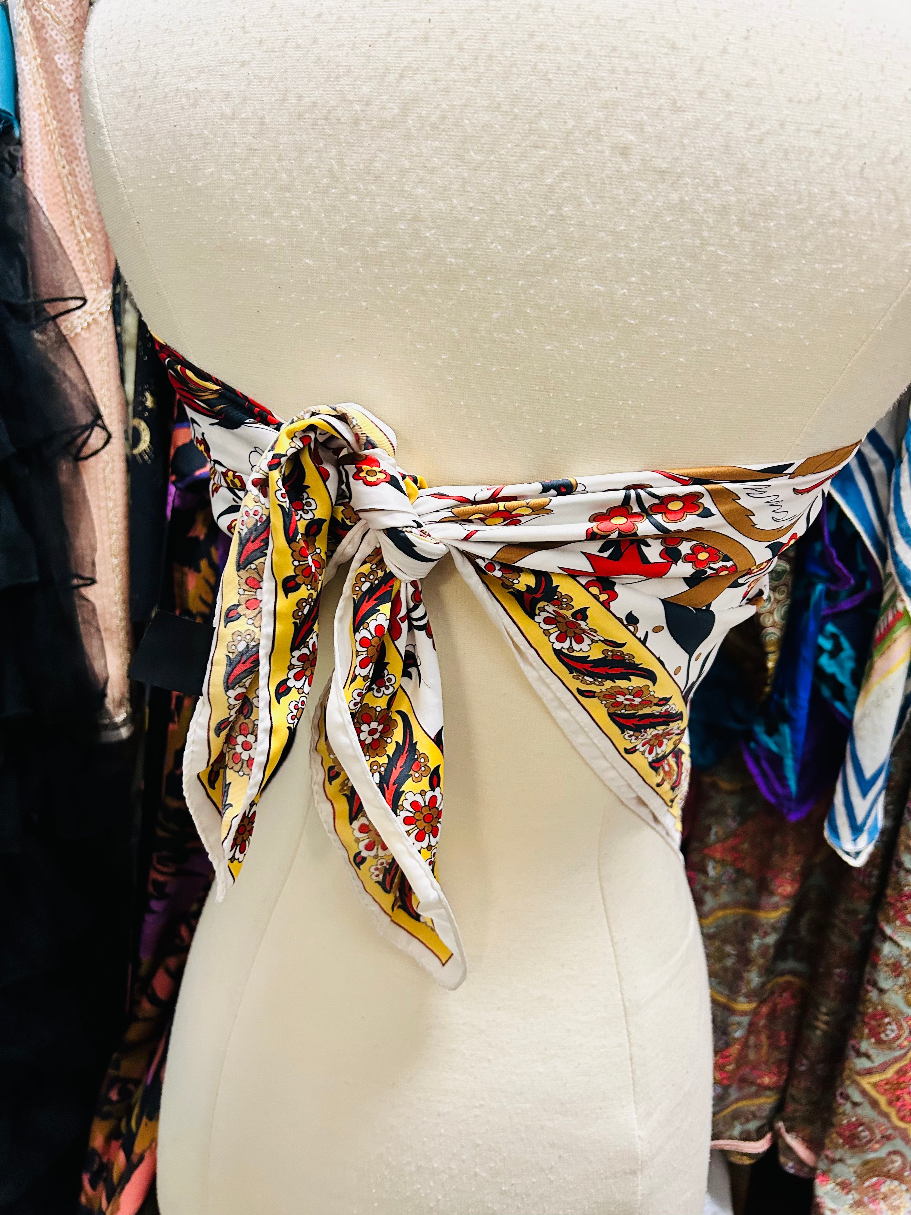 OOAK Turkish Silk Printed Poncho Scarf Top