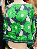 OOAK Silk Green Floral Poncho Scarf Top