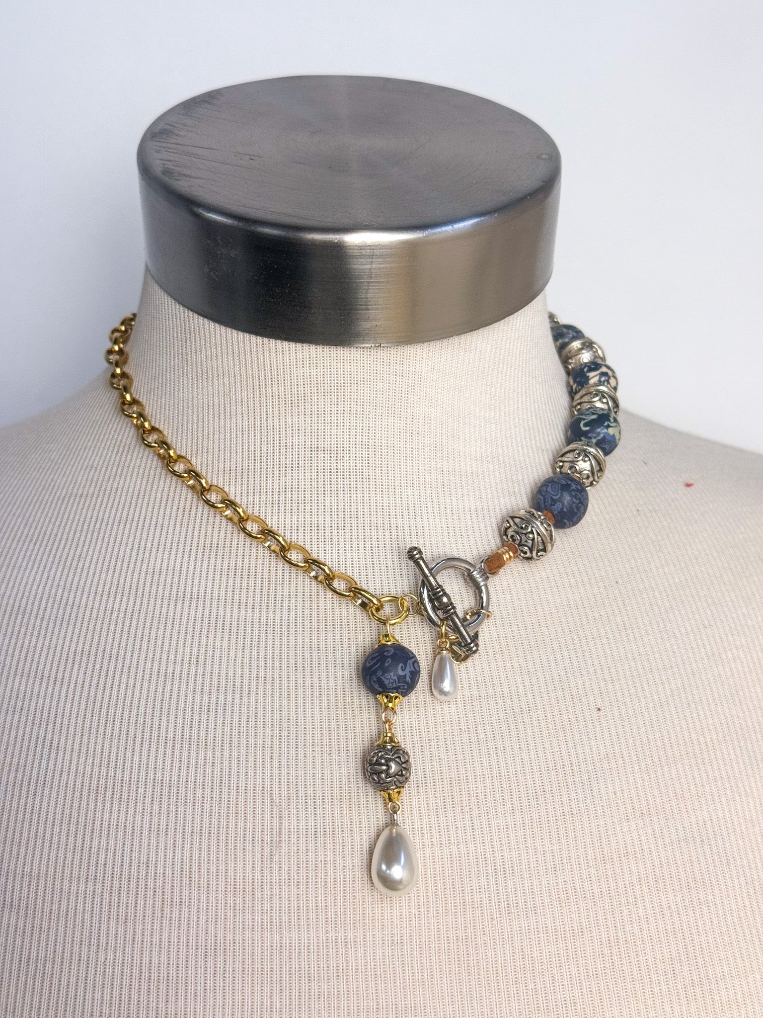 OOAK Vintage Clay Bead Lariat