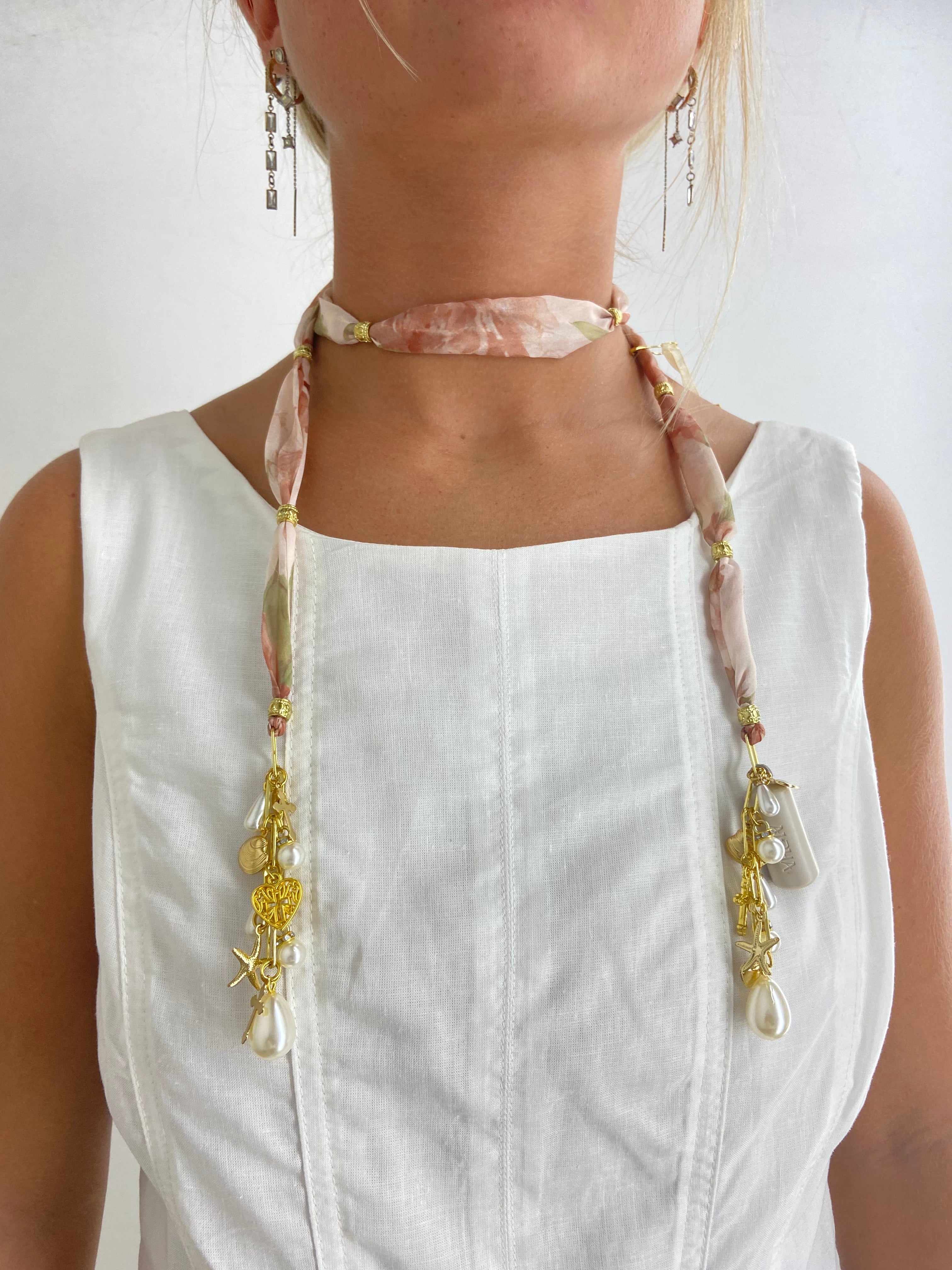 OOAK Chiffon & Charms Necklace or Belt