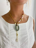 OOAK Patina Pendant Half Scarf Necklace