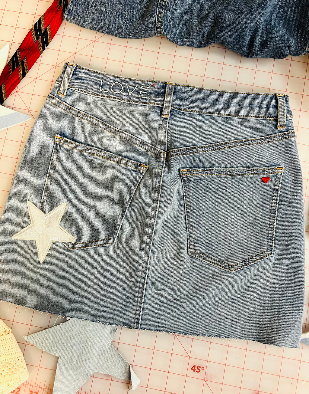 OOAK Stripe Side Denim Skirt