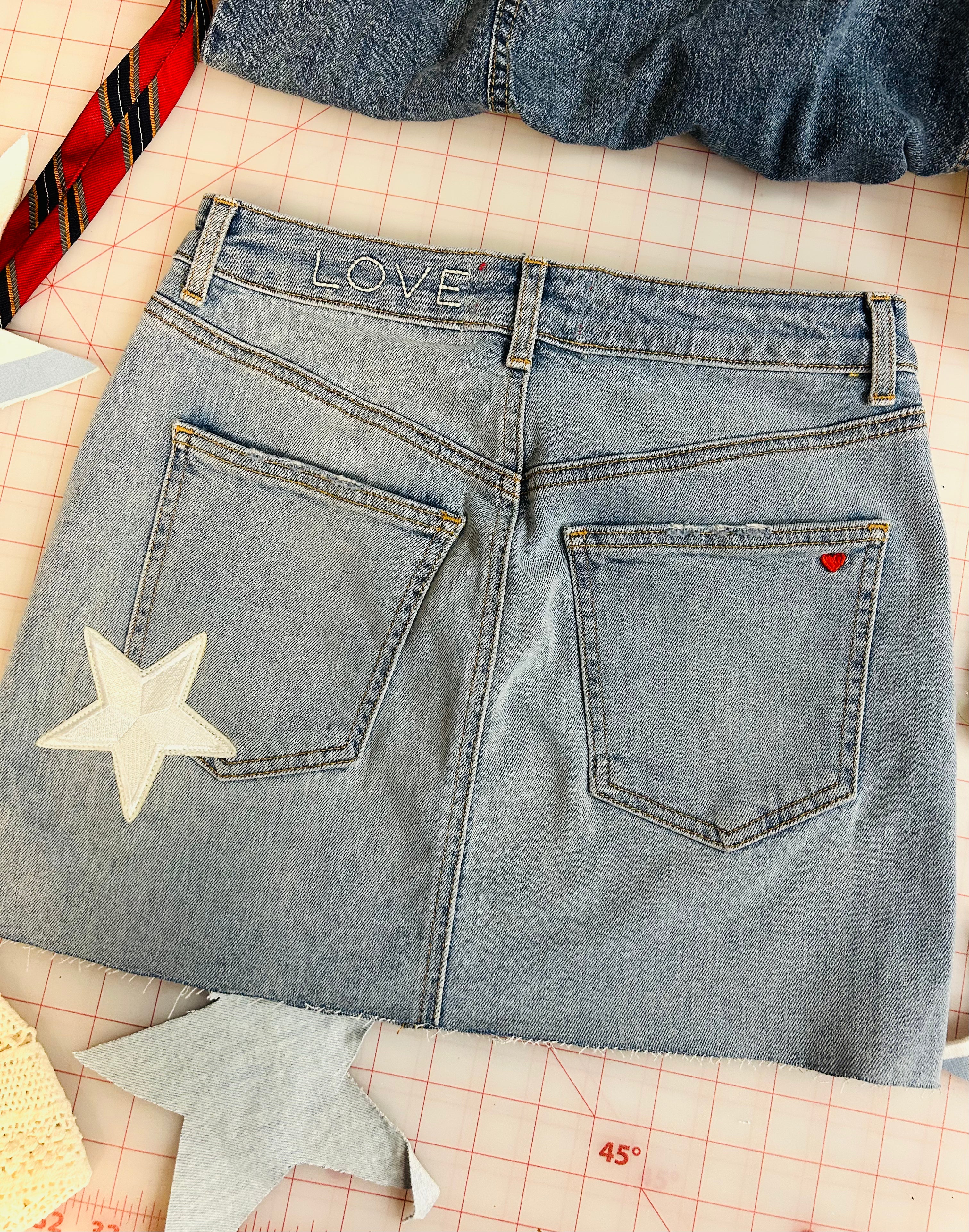 OOAK Stripe Side Denim Skirt