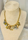 OOAK Pearl/Rhinestone Charm Necklace