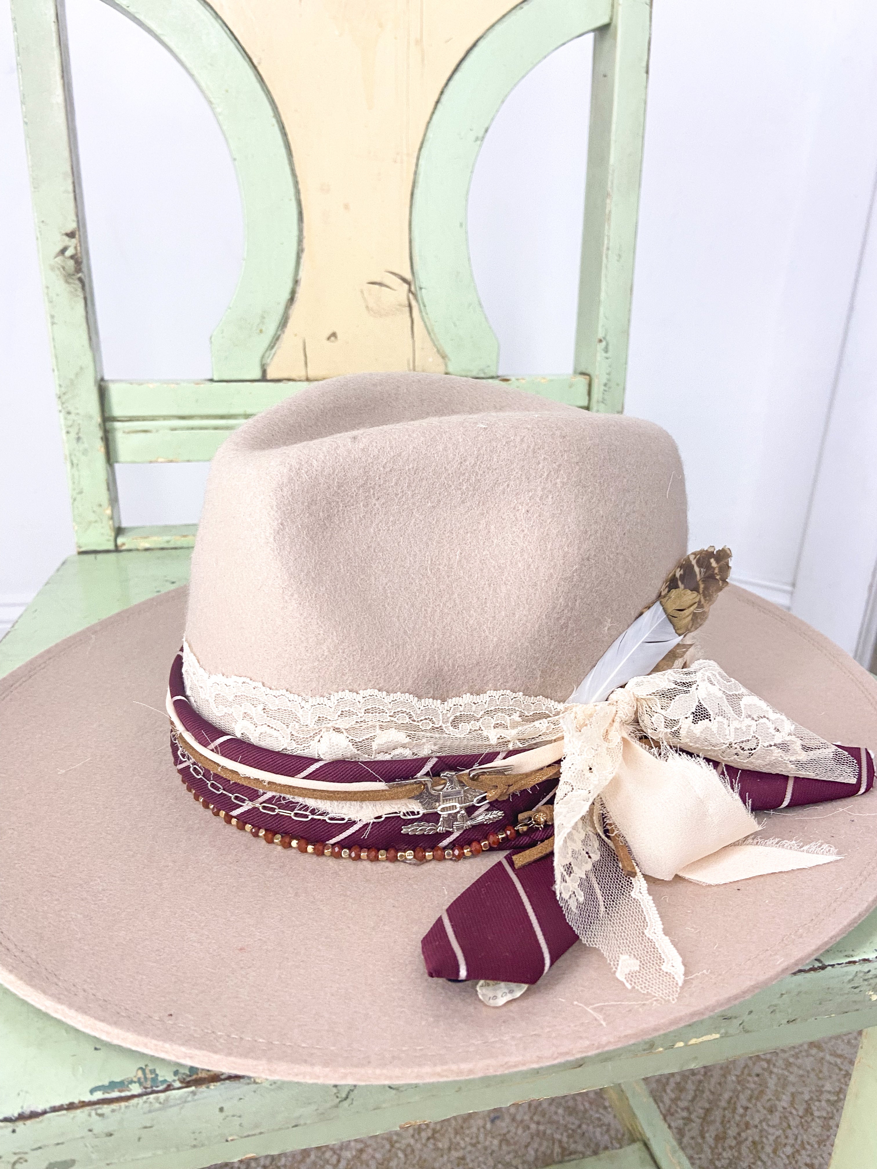 OOAK 100% Wool Eagle Tie/Mix Flexible Hat