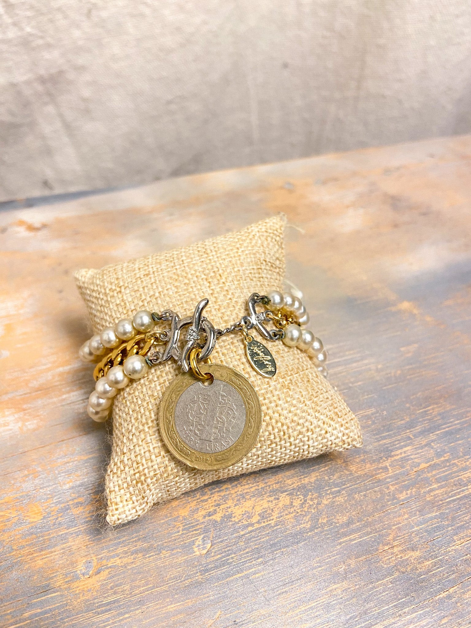 OOAK Pearl/Coin Bracelet
