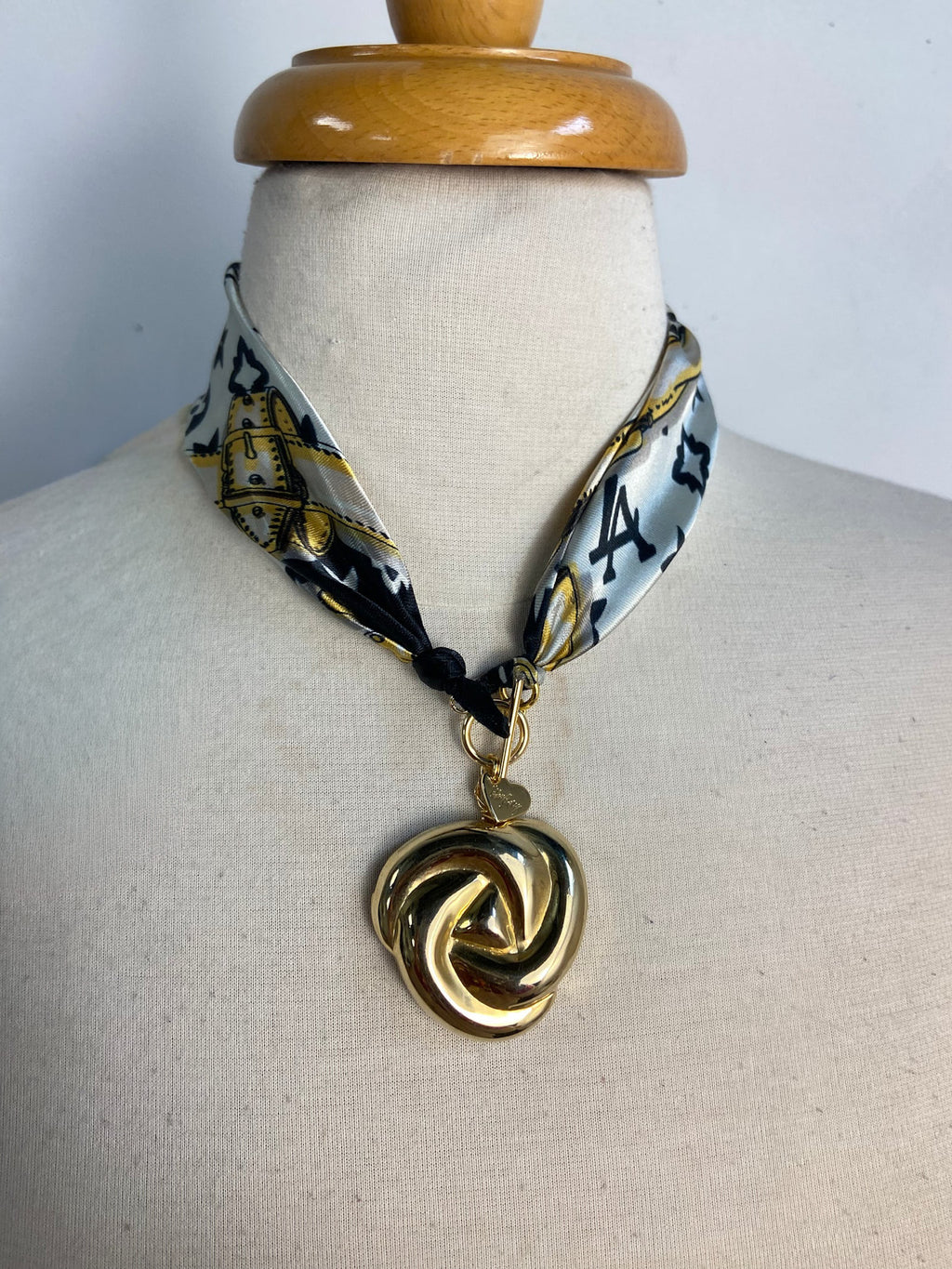 OOAK Vintage Pendant Toggle Scarf Necklace