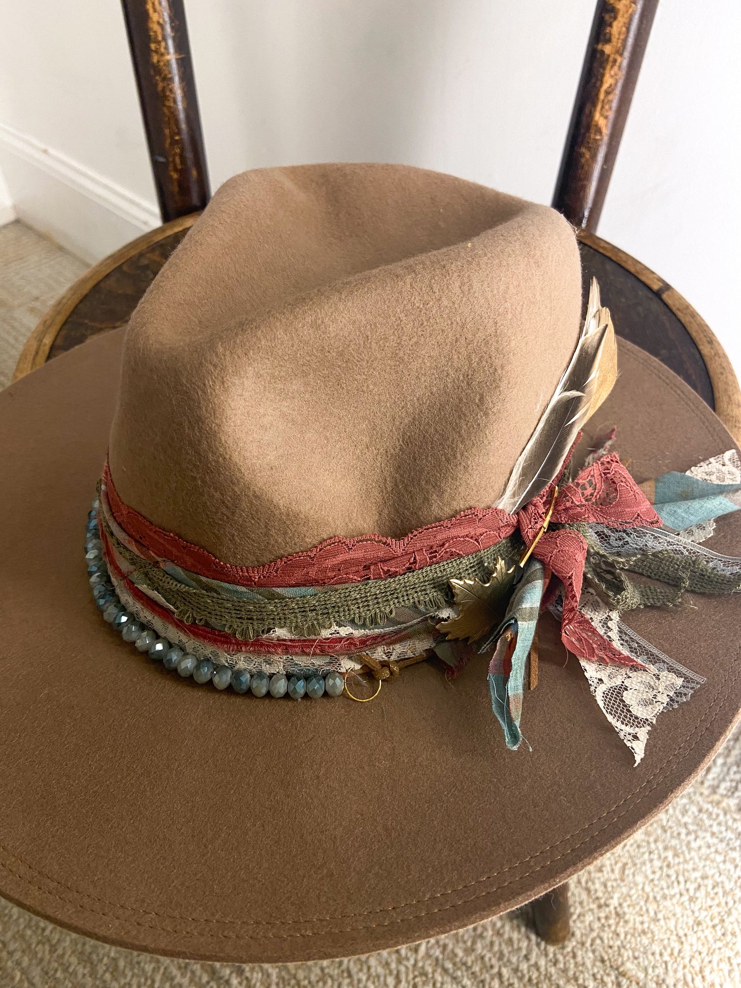 OOAK 100% Wool Plaid Multi Fexible Rancher Hat
