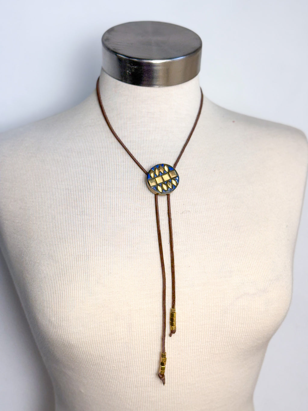 OOAK Brass & Stone Inlay Pendant Bolero