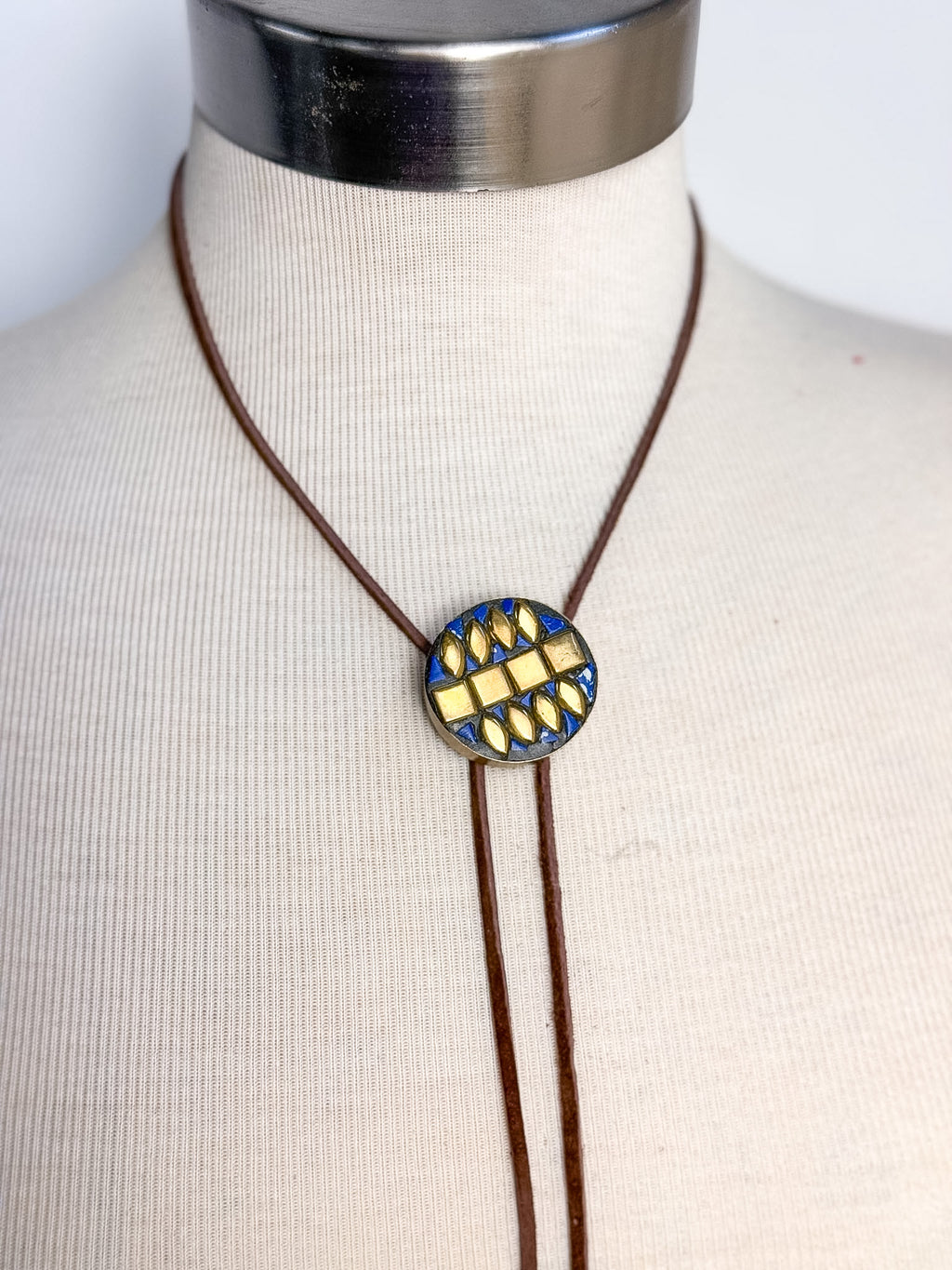 OOAK Brass & Stone Inlay Pendant Bolero