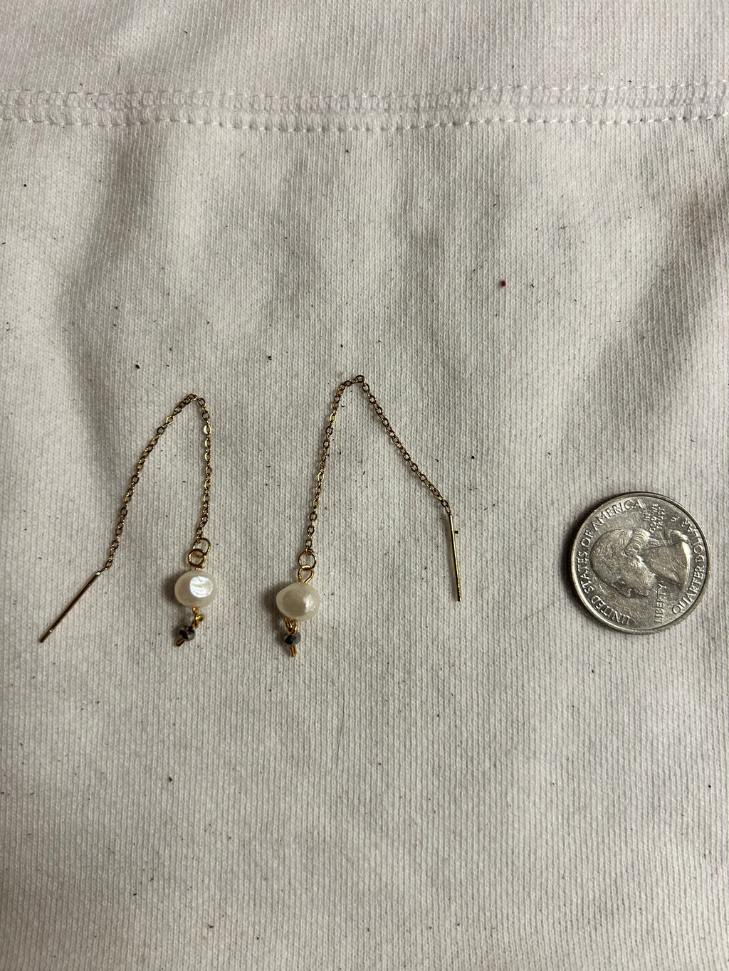 Handmade Freshwater Pearl & Faceted Glass Threader Earrings