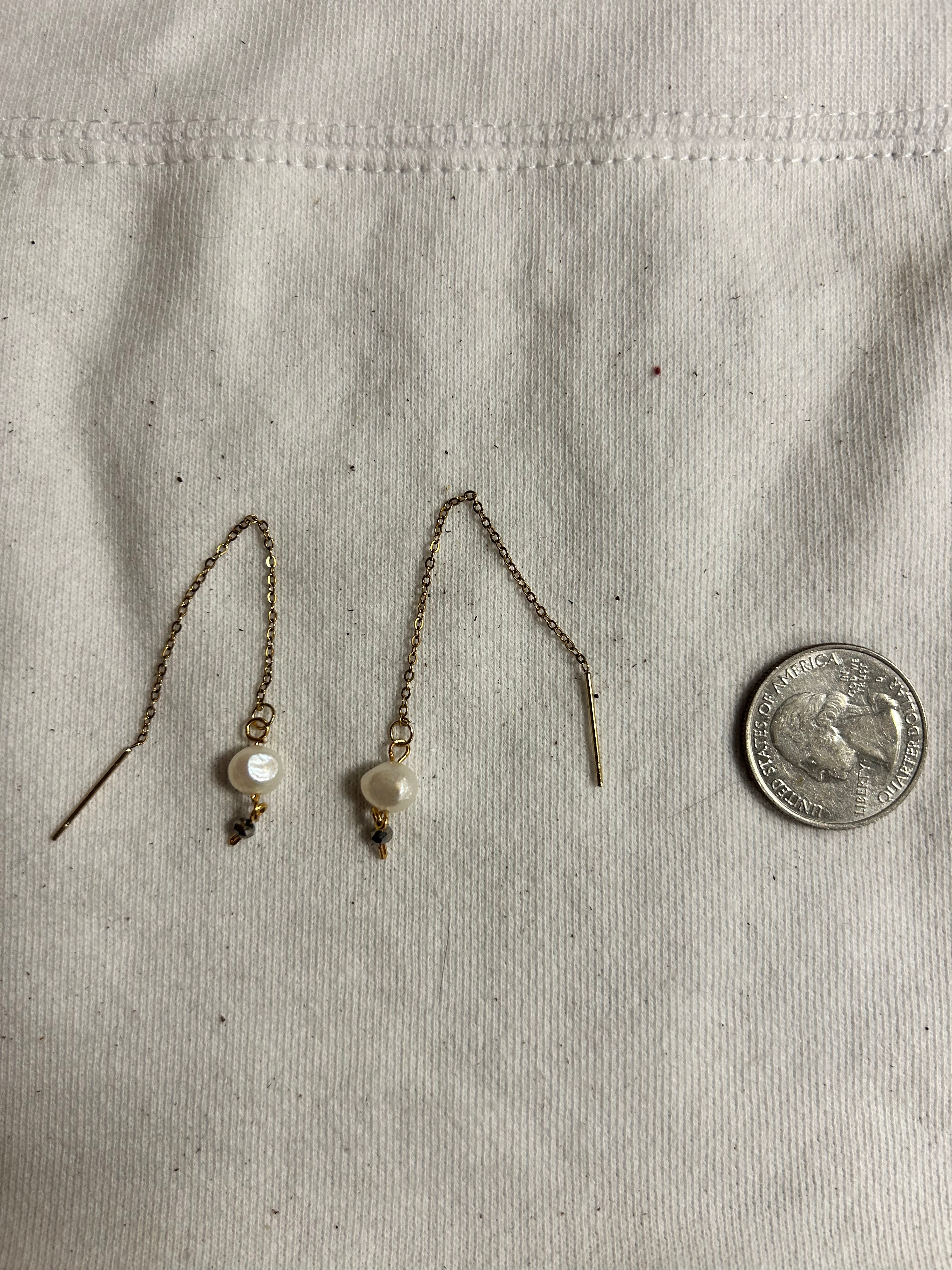 Handmade Freshwater Pearl & Faceted Glass Threader Earrings