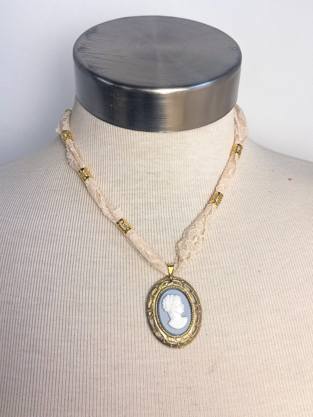 OOAK Vintage Lace & Coin Necklace