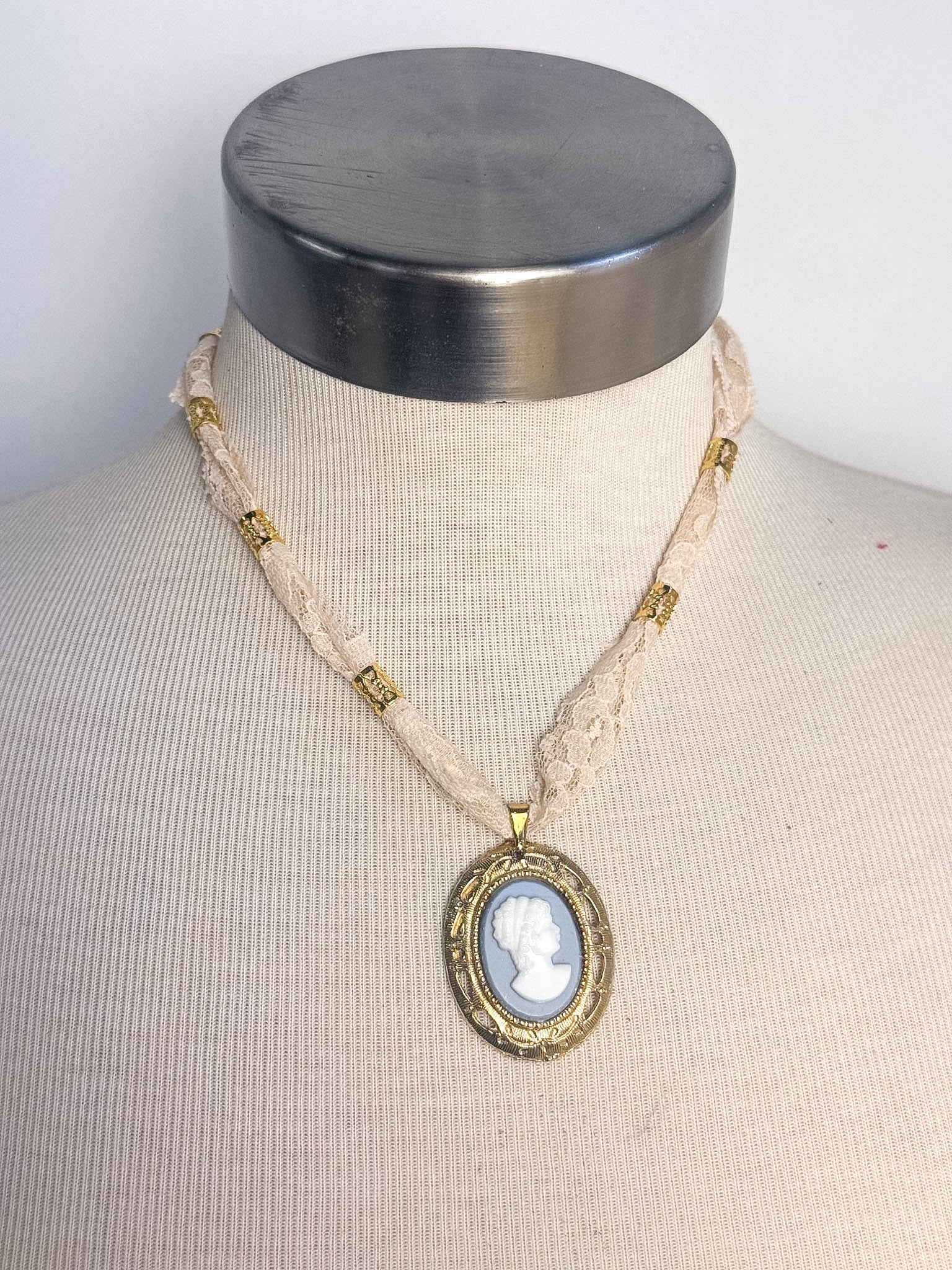 OOAK Vintage Lace & Coin Necklace