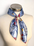 OOAK Vintage Satin Scarf & Scarf Charm