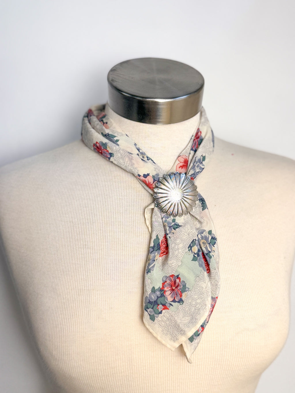 OOAK Vintage Silk Laura Ashley Scarf & Swan Clip