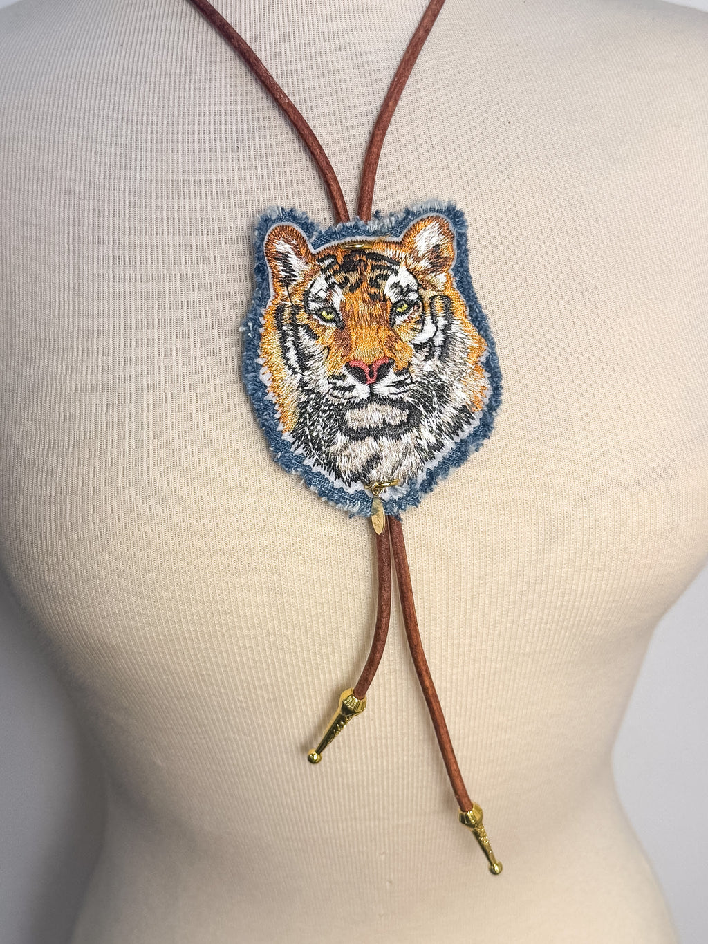 Handmade Large Tiger Patch Bolo