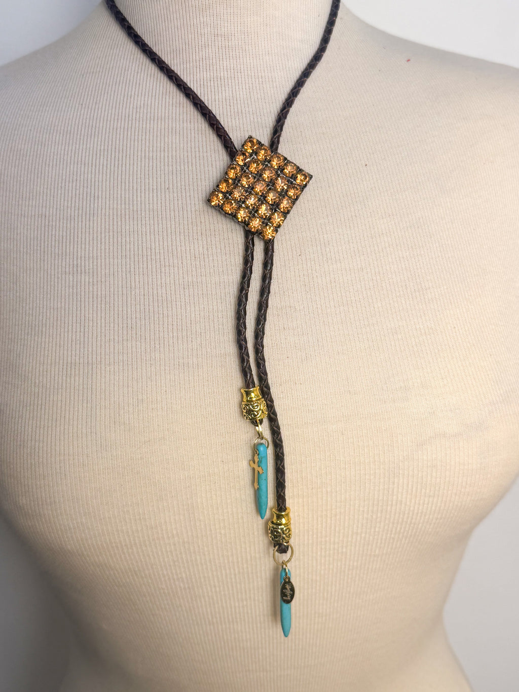 OOAK Vintage Topaz Turquoise Bolo