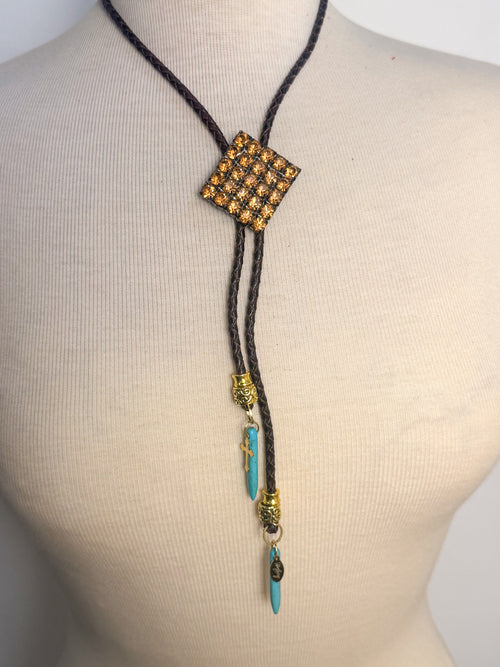 OOAK Vintage Topaz Turquoise Bolo