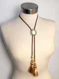 Handmade Horse Cameo Fringe Bolo