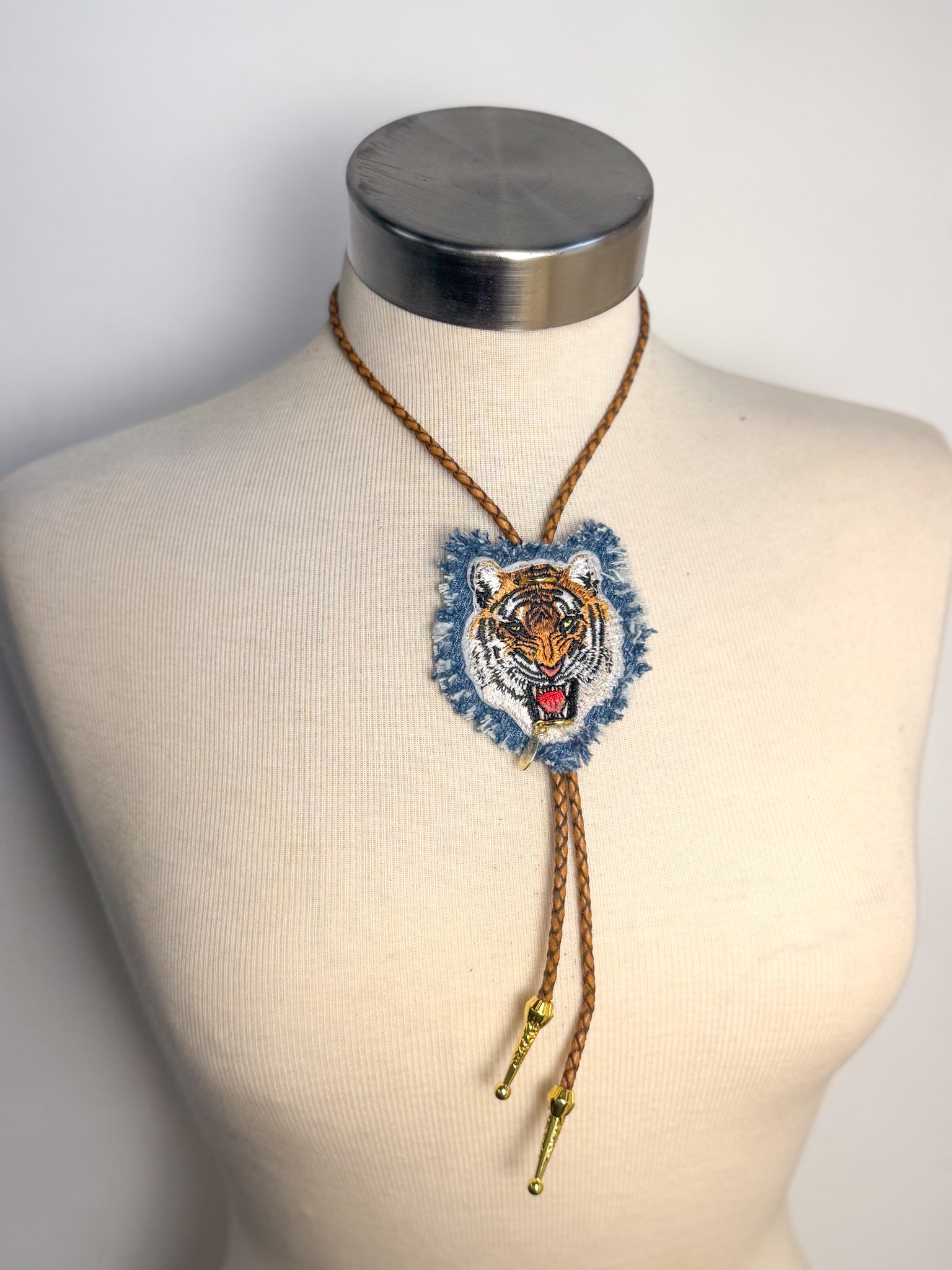 Handmade Small Tiger Patch Bolo